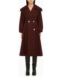 Patou - Wine Wool Double Breasted Coat - Lyst
