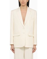 Valentino - Ivory Single-breasted Jacket In Wool And Silk - Lyst