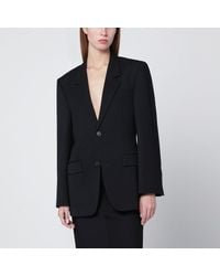 Balenciaga - Veste Droite Noire En Laine - Lyst
