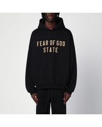 Fear Of God - Felpa con cappuccio nera con logo - Lyst