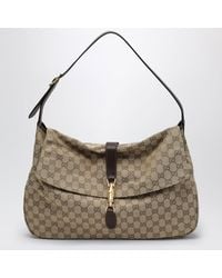 Gucci - Jackie Flap Large Gg Fabric Shoulder Bag - Lyst