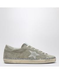 Golden Goose - Sneaker super-star grigia in suede con glitter - Lyst