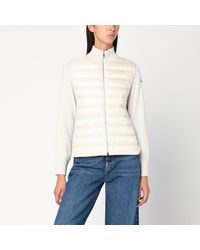Moncler - Weiße Wattierte Strickjacke Mit Reißverschluss - Lyst