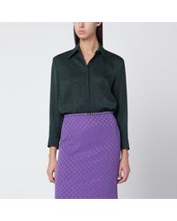 Gucci - Jacquard Silk Shirt With Gg Cross - Lyst