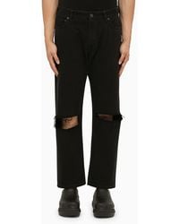 Balenciaga - Black Cropped Jeans mit Abnutzung - Lyst