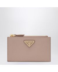 Prada - Portacarte con zip cipria in saffiano - Lyst