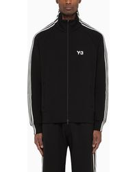 Y-3 - And White Track Sweater With Logo - Lyst