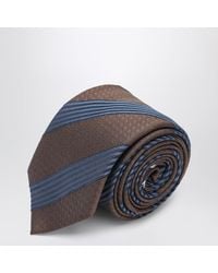 Ferragamo - Silk Tie With Gancini Print And Diagonal Stripes - Lyst
