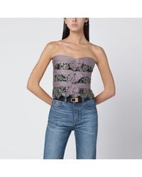 Valentino - Grey/mauve/gold Chiffon Silk Top - Lyst