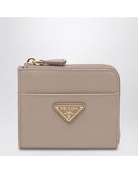 Prada - Small Blush Saffiano Leather Ziparound Wallet - Lyst
