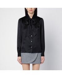 Alessandra Rich - Silk Shirt With Bow - Lyst