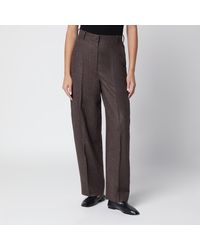 TOTEME - Taupe High-Waisted Flannel Trousers - Lyst