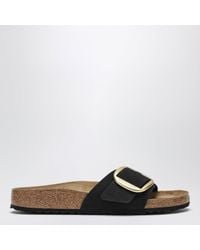Birkenstock - Madrid Big Buckle Nubuck Leather Slides - Lyst