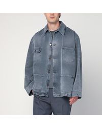 Prada - Giacca camicia in canvas distressed - Lyst