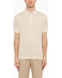 Brunello Cucinelli - Natural Linen Short-sleeved Polo Shirt - Lyst
