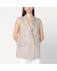 Tagliatore - Gilet Croisé En Lin - Lyst