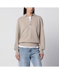 Rohe - Stone Mélange Wool And Cashmere Polo Shirt - Lyst