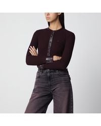 Courreges - Courrèges Ribbed Knit Cardigan With Vinyl Trim - Lyst