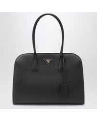 Prada - Große Shopping-Bag Aus Schwarzem Leder - Lyst