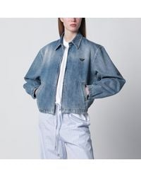 Prada - Washed Denim Zip-Up Jacket - Lyst