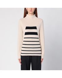 Erika Cavallini Semi Couture - Cream/black Wool Turtleneck Sweater - Lyst