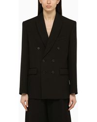 Wardrobe NYC - Giacca doppiopetto nera in lana - Lyst