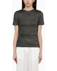 Loewe - T-shirt con nodo color carbone in misto seta - Lyst