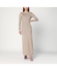Max Mara - Beiges Kleid Aus Viskose- Und Lurexgarn - Lyst