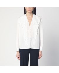 Chloé - Shirt With Embroidered Bow Tie - Lyst