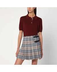 Burberry - Bordeaux Wool Polo Shirt - Lyst