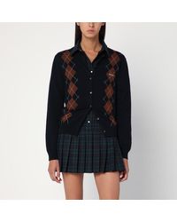 Miu Miu - Cashmere Blue Cardigan With Diamonds - Lyst