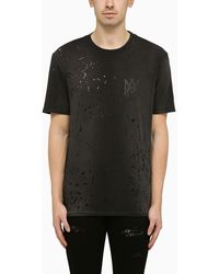 Amiri - T-shirt girocollo nera sfumata con dettagli traforati - Lyst