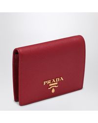 Prada - Fiery Saffiano Leather Small Wallet - Lyst