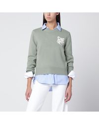 Maison Kitsuné - Sage Wool Sweater With Fox Head Embroidery - Lyst