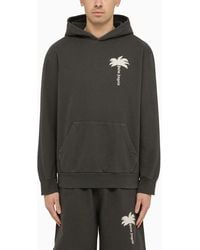 Palm Angels - Dark Hoodie With Logo Print - Lyst