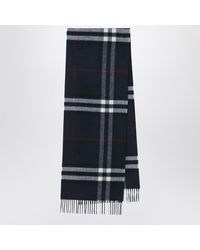 Burberry - Sciarpa in cashmere con motivo check scuro - Lyst