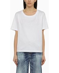 DSquared² - T-shirt girocollo bianca in cotone con logo - Lyst
