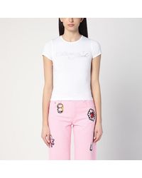 Marc Jacobs - Weißes T-Shirt Mit Logo Und Mikro-Kristallen - Lyst