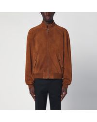 Prada - Suede Bomber Jacket - Lyst