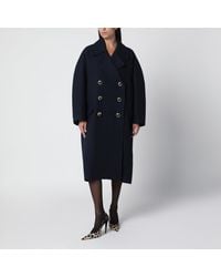 Balenciaga - Long Textured Wool Pea Coat - Lyst