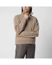 Rohe - Camel Mouline Knit Zip Polo Shirt - Lyst