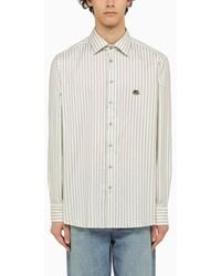 Etro - Camicia a manica lunga righe bianca/verde - Lyst