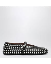 Alaïa - Leather Ballerina With Crystals - Lyst