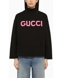 Gucci - Maglia dolcevita nera con logo in cotone - Lyst
