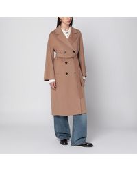 Max Mara - Cappotto doppiopetto beige in lana - Lyst