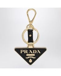 Prada - Saffiano Leather And Metal Keychain - Lyst