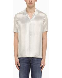 PT Torino - Cream Silk Blend Striped Shirt - Lyst