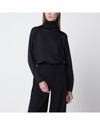 Gucci - Pull À Col Roulé En Soie Noir - Lyst