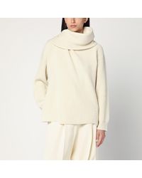 Jil Sander - Ivory Sweater In Wool With Scarf - Lyst