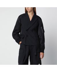 Sacai - Double-Breasted Wool And Nylon Blend Jacket - Lyst